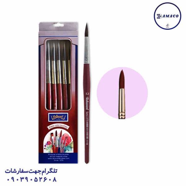 عکس لوازم هنری قلم مو دسته قرمز سایز 12 رهاورد