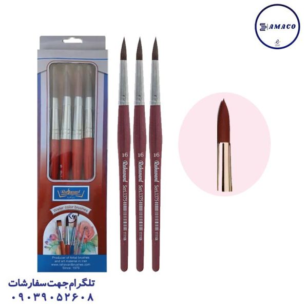 عکس لوازم هنری قلم مو دسته قرمز سایز 16 رهاورد