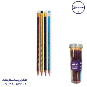 عکس نوشت افزار مداد مشکی چوب سفید پاکن دار 48 عددی ام کیو