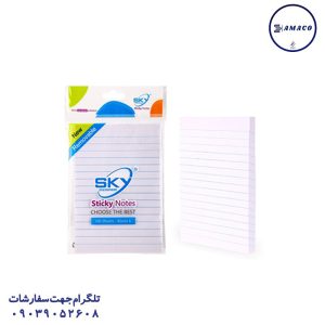 عکس کاغذ یادداشت چسب دار ( استیکر ) نوت 101*152 خط دار سفید A6 اسکای