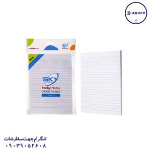 عکس کاغذ یادداشت چسب دار ( استیکر ) نوت A5 خط دار سفید اسکای