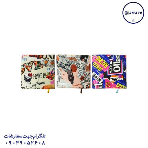 عکس دفترچه یادداشت خشتی 15*15 پارچه ای کد 157 عرش