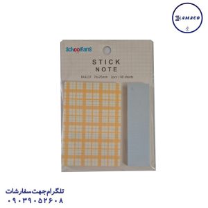 عکس کاغذ یادداشت چسب دار ( استیکر ) نوت فانتزی چهار خانه 76*76   9237 اسکول فنس