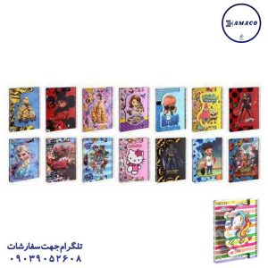 عکس دفترچه دفتر حاشیه دار فنری فانتزی جلد سخت  604 سویل