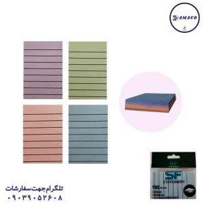 عکس کاغذ یادداشت چسب دار ( استیکر ) نوت 75*50 موراندی خط دار کد 316 اس اف