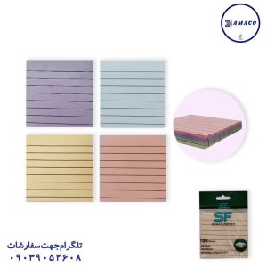 عکس کاغذ یادداشت چسب دار ( استیکر ) نوت 75*75 موراندی خط دار کد 317 اس اف