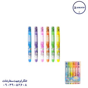 عکس نوشت افزار ماژیک فسفری 6 عددی پولکی ستاره دار 602