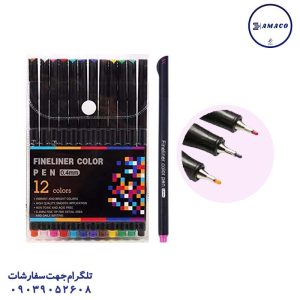 عکس نوشت افزار روان نویس نوک نمدی 12 رنگ
