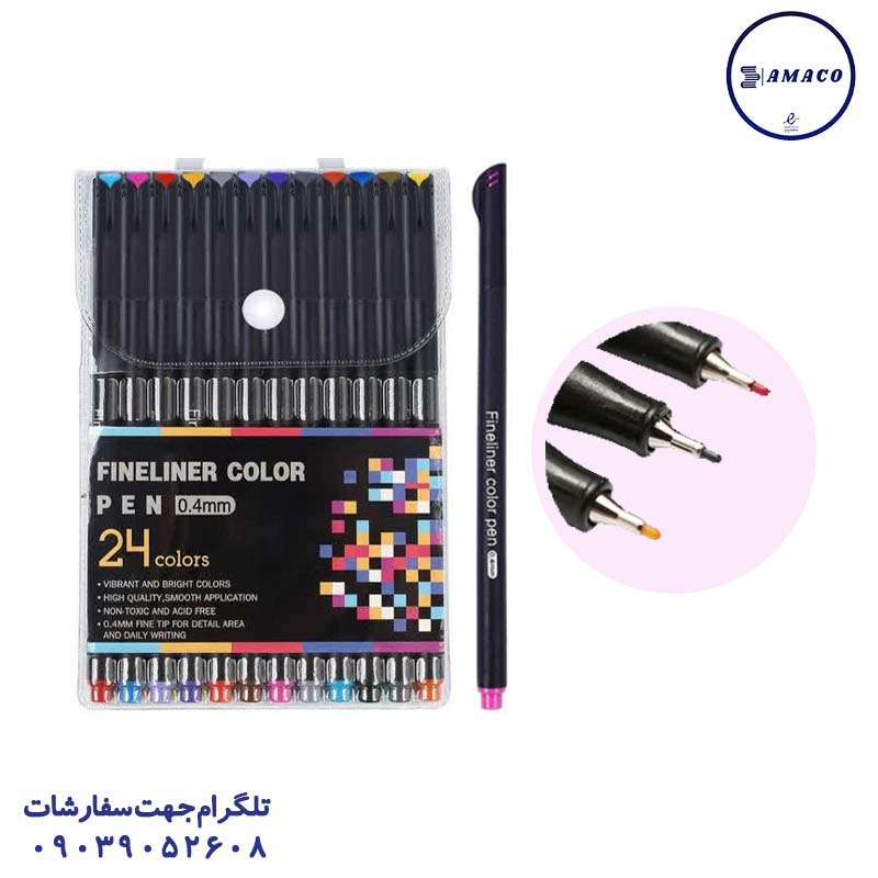 خرید روان نویس نوک نمدی 24 رنگ عکس نوشت افزار روان نویس نوک نمدی 24 رنگ