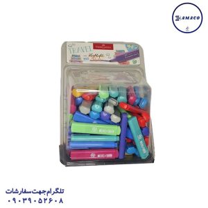 عکس نوشت افزار ماژیک فسفری پاستلی دبه ای  100 عددی فابرکاستل