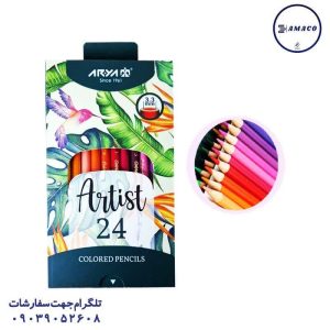 عکس لوازم مهدکودک مداد رنگی 24 مقوا آرتیست  3602 آریا