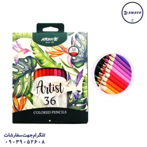 عکس لوازم مهدکودک مداد رنگی 36 مقوا آرتیست  3603 آریا