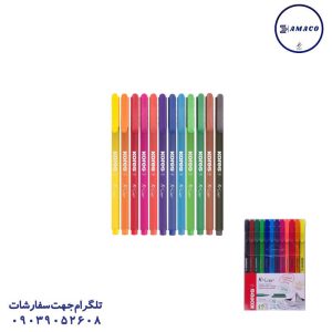 عکس نوشت افزار روان نویس نوک نمدی 12 رنگ کورس