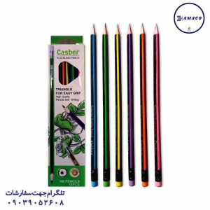 عکس نوشت افزار مداد مشکی 7009 پاکن دار 3 گوش