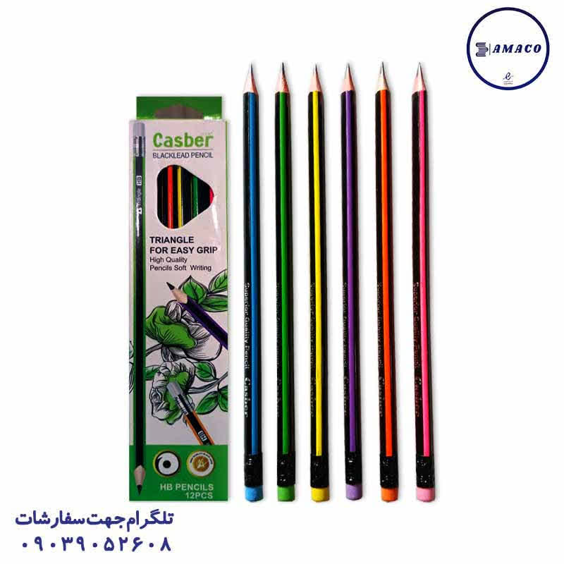 خرید مداد مشکی 7009 پاکن دار 3 گوش عکس نوشت افزار مداد مشکی 7009 پاکن دار 3 گوش