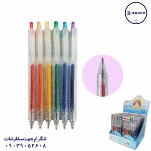 عکس نوشت افزار خودکار  فشاری اکلیلی 6 رنگ 6621