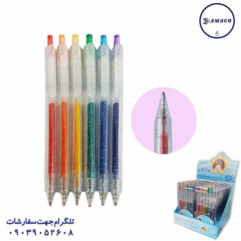 خرید خودکار فشاری اکلیلی 6 رنگ 6621 عکس نوشت افزار خودکار فشاری اکلیلی 6 رنگ 6621