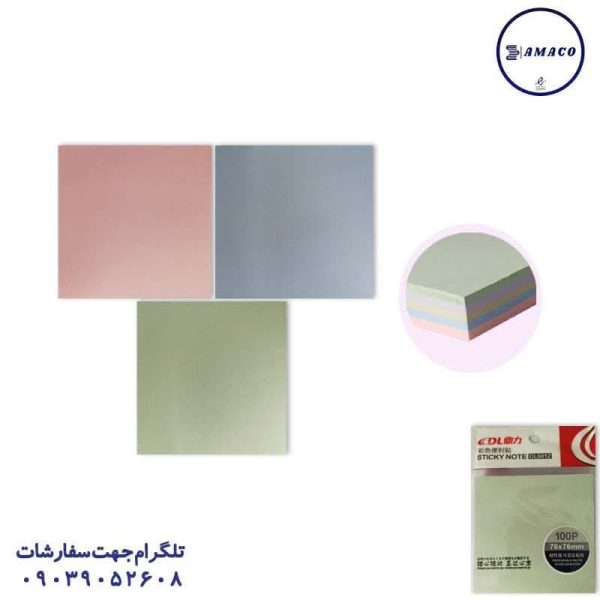 عکس کاغذ یادداشت چسب دار ( استیکر ) نوت 76*76 کد 6012 DL