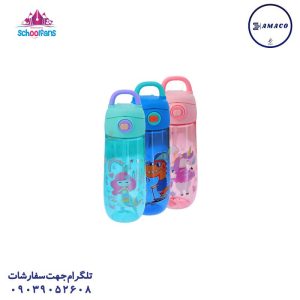 عکس ظرف غذا قمقمه لیوان قمقمه طلقی فانتزی دسته دار 9355 اسکول فنس