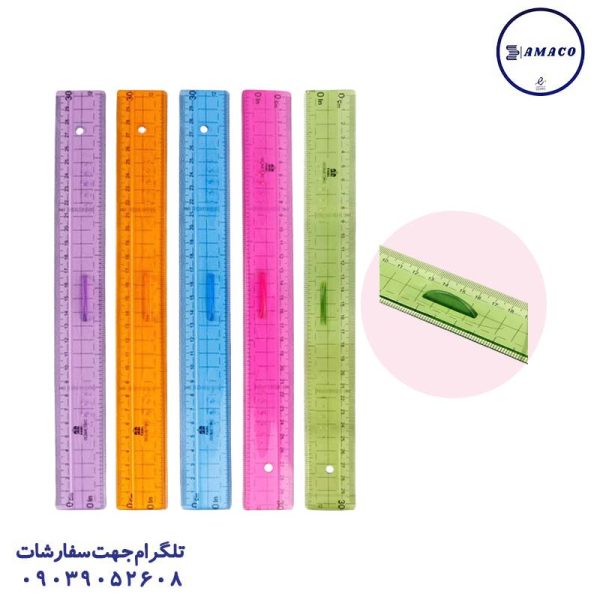 عکس لوازم فابل خط کش 30 سانت طلقی دسته دار فابل