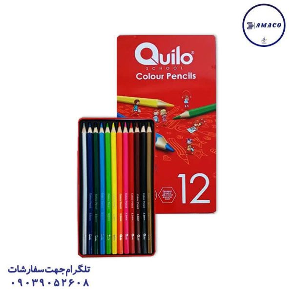 عکس نوشت افزار مداد رنگی 12 فلز تخت  634434 کویلو