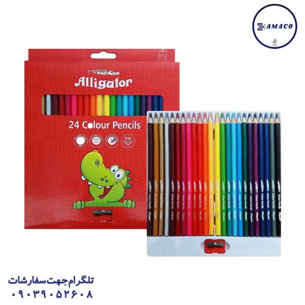عکس نوشت افزار مداد رنگی 24 مقوا 0002 الیگیتور