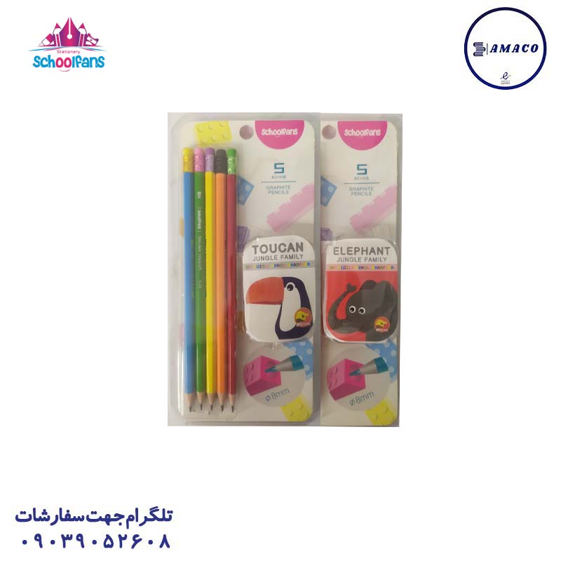 خرید مداد مشکی پاکن دار 5عددی با تراش 92455 اسکول فنس عکس مداد مداد مشکی پاکن دار 5عددی با تراش 92455 اسکول فنس