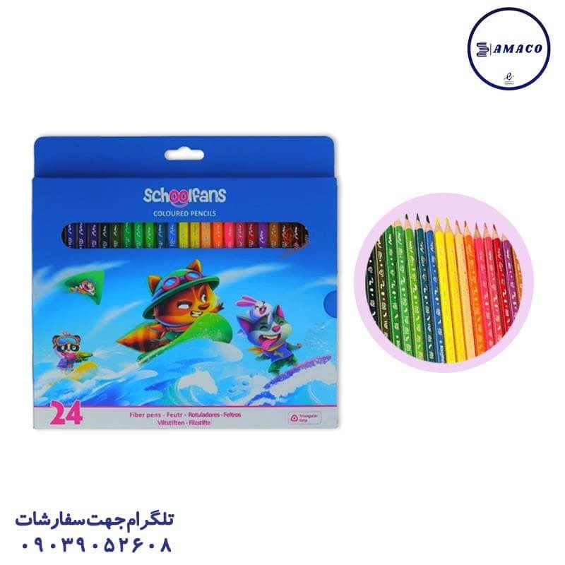خرید مداد رنگی 24 مقوا 92449 اسکول فنز عکس مدادرنگی مداد رنگی 24 مقوا 92449 اسکول فنز
