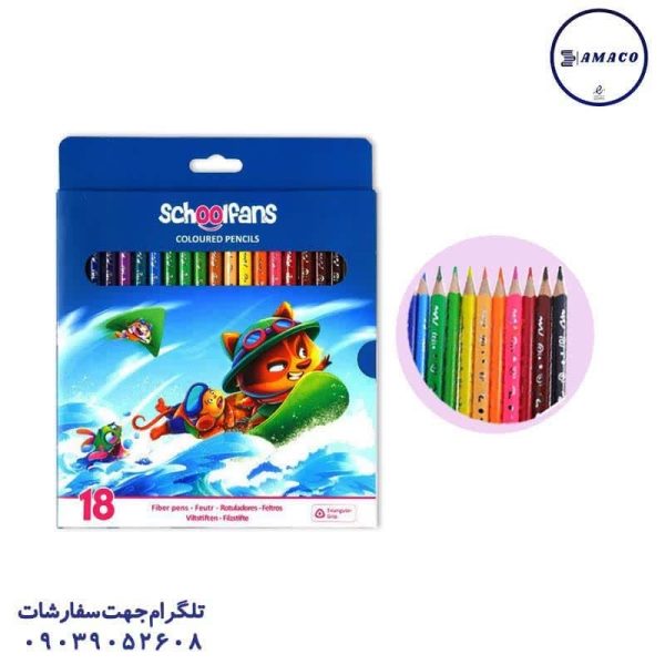 عکس مدادرنگی مداد رنگی 18 مقوا 92448 اسکول فنس