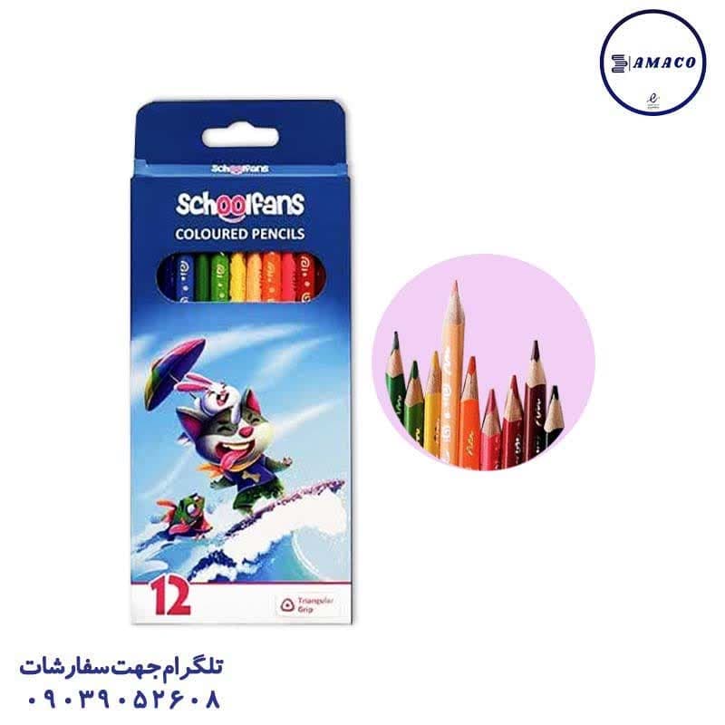 خرید مداد رنگی 12 مقوا 92447 اسکول فنز عکس مدادرنگی مداد رنگی 12 مقوا 92447 اسکول فنز