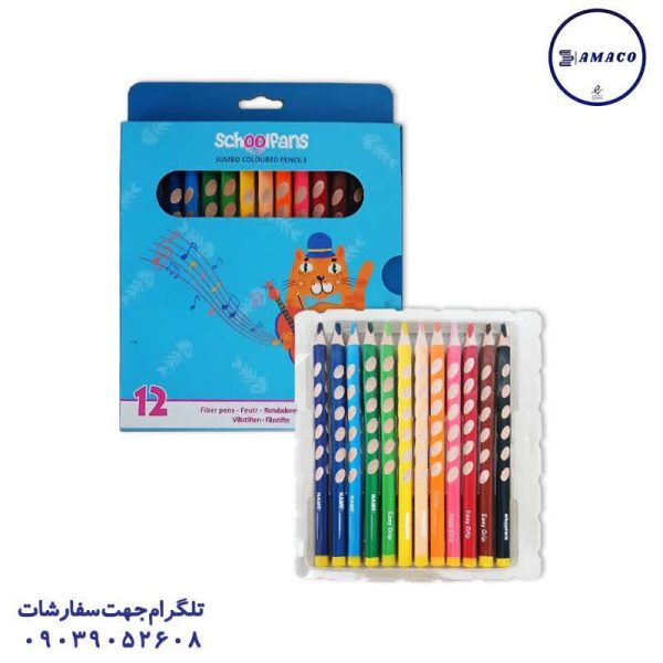 عکس مدادرنگی مداد رنگی12 مقوا جامبو گرو اسلیم 92445 اسکول فنز