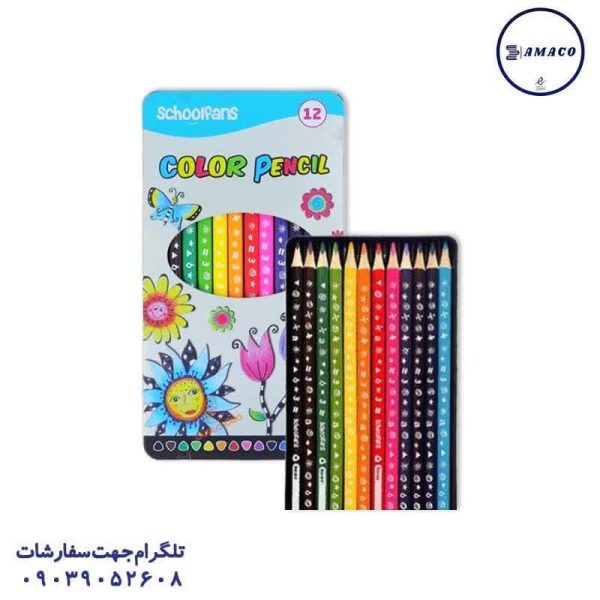عکس مدادرنگی مداد رنگی 12 فلز 3 گوش 92442 اسکول فنس