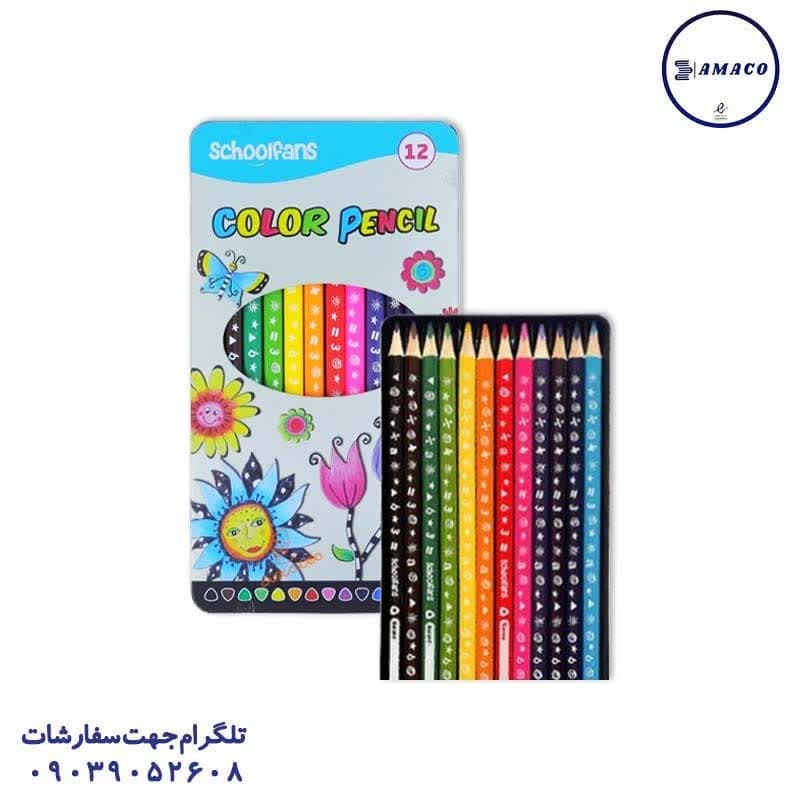 خرید مداد رنگی 12 فلز 3 گوش 92442 اسکول فنس عکس مدادرنگی مداد رنگی 12 فلز 3 گوش 92442 اسکول فنس