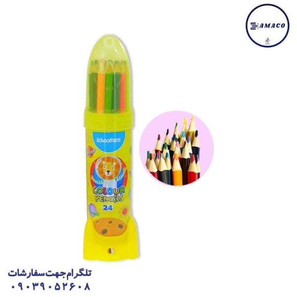 عکس مدادرنگی مداد رنگی 24 فلز موشکی 92441 اسکول فنس