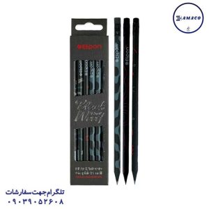 عکس مداد مداد مشکی بلک وود پاکن دار 12 عددی الیپون