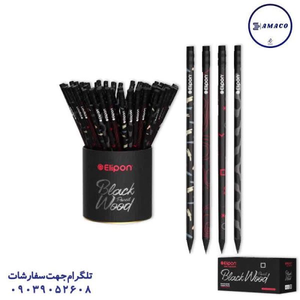 عکس مداد مداد مشکی بلک وود استوانه ای الیپون