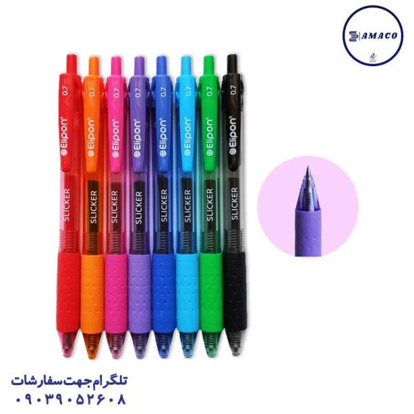 عکس روان نویس روان نویس فشاری 8 رنگ الوان مدل اسلیکر الیپون