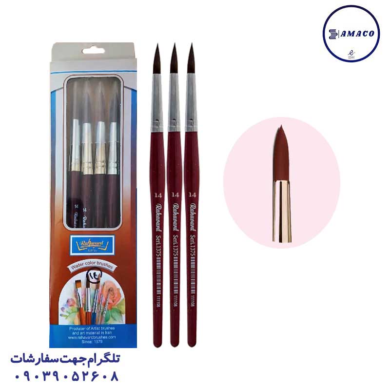 خرید قلم دسته مو قرمز سایز 14 رهاورد عکس پالت و قلم مو قلم دسته مو قرمز سایز 14 رهاورد