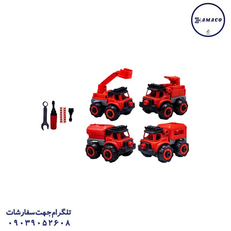 خرید ماشین آتش نشانی 4 عددی سبلان عکس اسباب بازی های پسرانه ماشین آتش نشانی 4 عددی سبلان