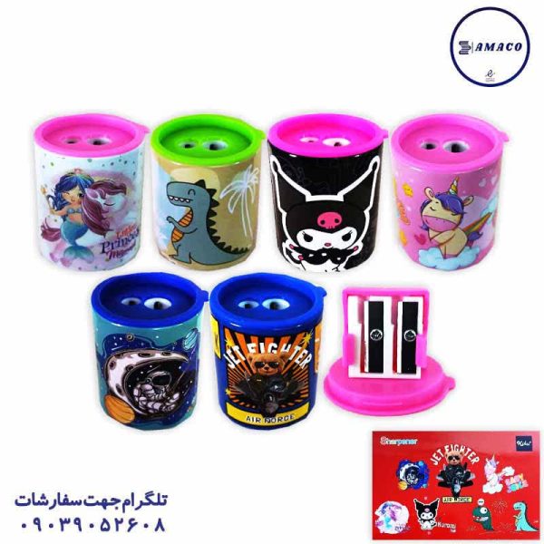 عکس مداد تراش تراش فلزی فانتزی استوانه 5703 (24) کیکو