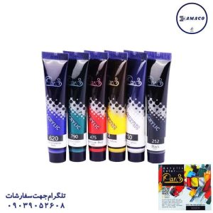 عکس پاستیل و آبرنگ رنگ  اکرولیک 6 رنگ 21 میل پارس