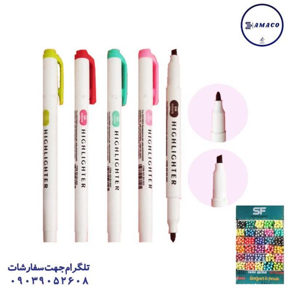 عکس نوشت افزار ماژیک فسفری قلمی 2 سر 843 وردا