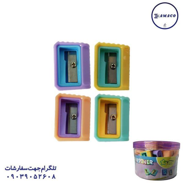 عکس مداد تراش تراش 2 رنگ لبه دار پاستلی 1414 وردا