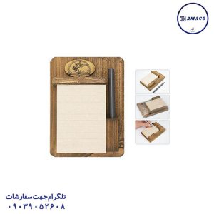 عکس دفترچه یادداشت مغناطیسی چوبی سراج