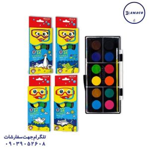 عکس پاستیل و آبرنگ آبرنگ 12 رنگ طرح کمان کوچک 5008 آریا