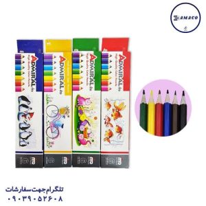 عکس نوشت افزار مداد رنگی 6 مقوا بلند (360) ادمیرال