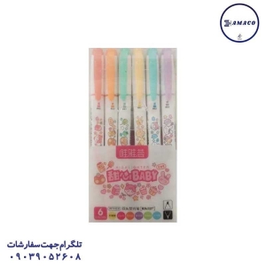 عکس نوشت افزار ماژیک فسفری 6 عددی پاستلی 031